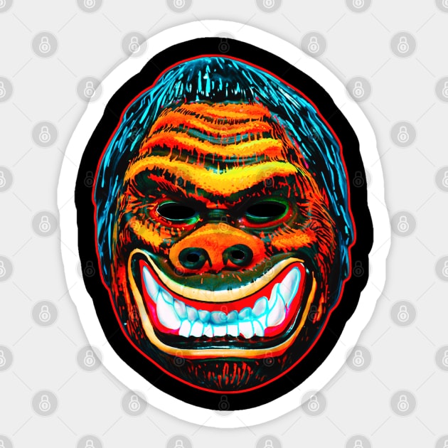 Smiling Gorilla Mask Sticker by TJWDraws